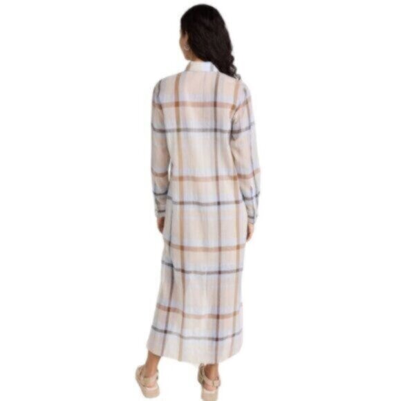NWT Theory Sheer Plaid Maxi Shirt Dress - Picture 3 of 12